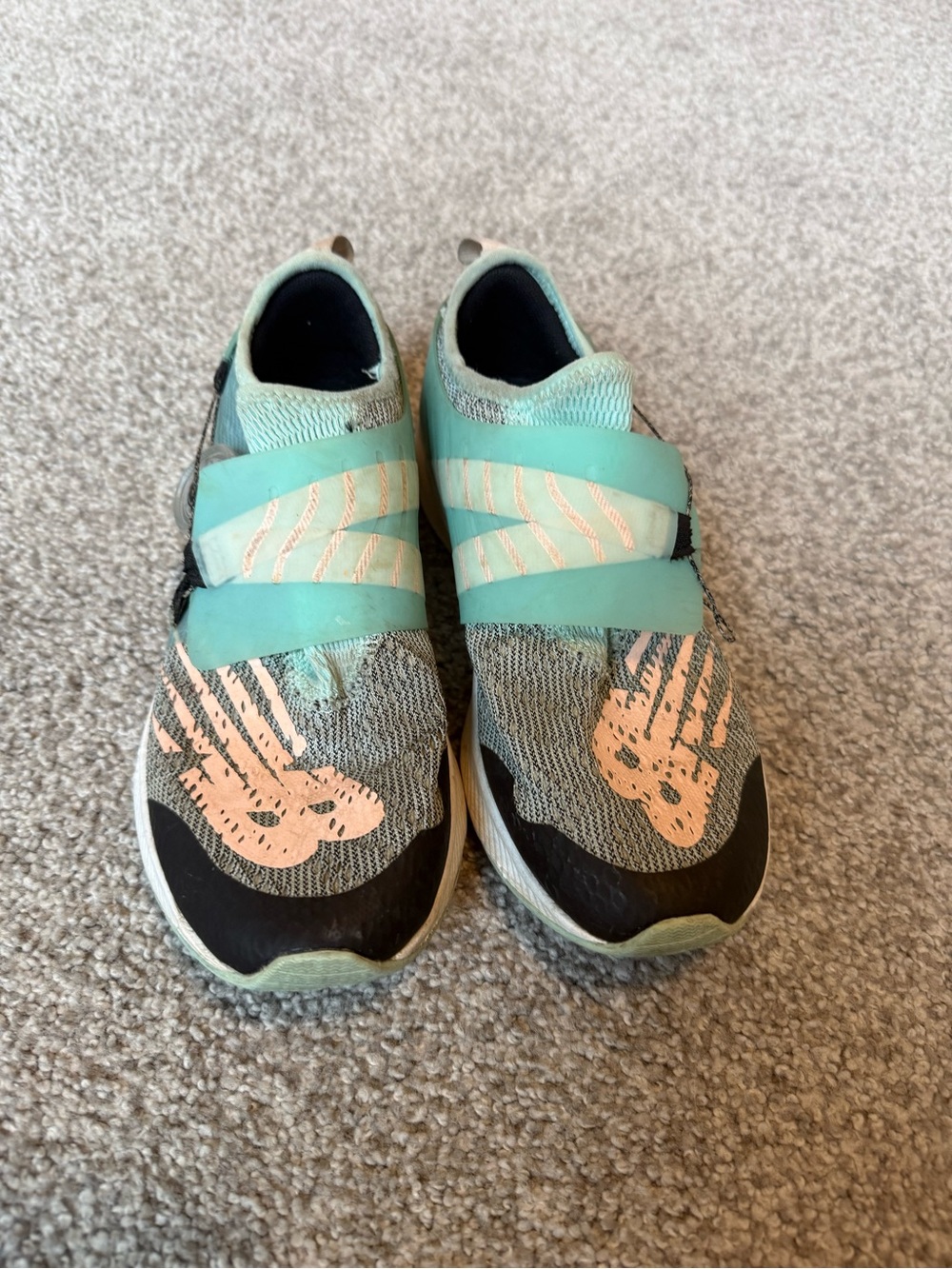 New Balance BoA Kids Mint and Peach Slip-On Sneakers